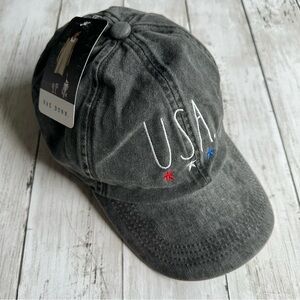 NEW WITH TAGS RAE DUNN GREY USA AMERICA BASTBALL CAP HAT WOMENS